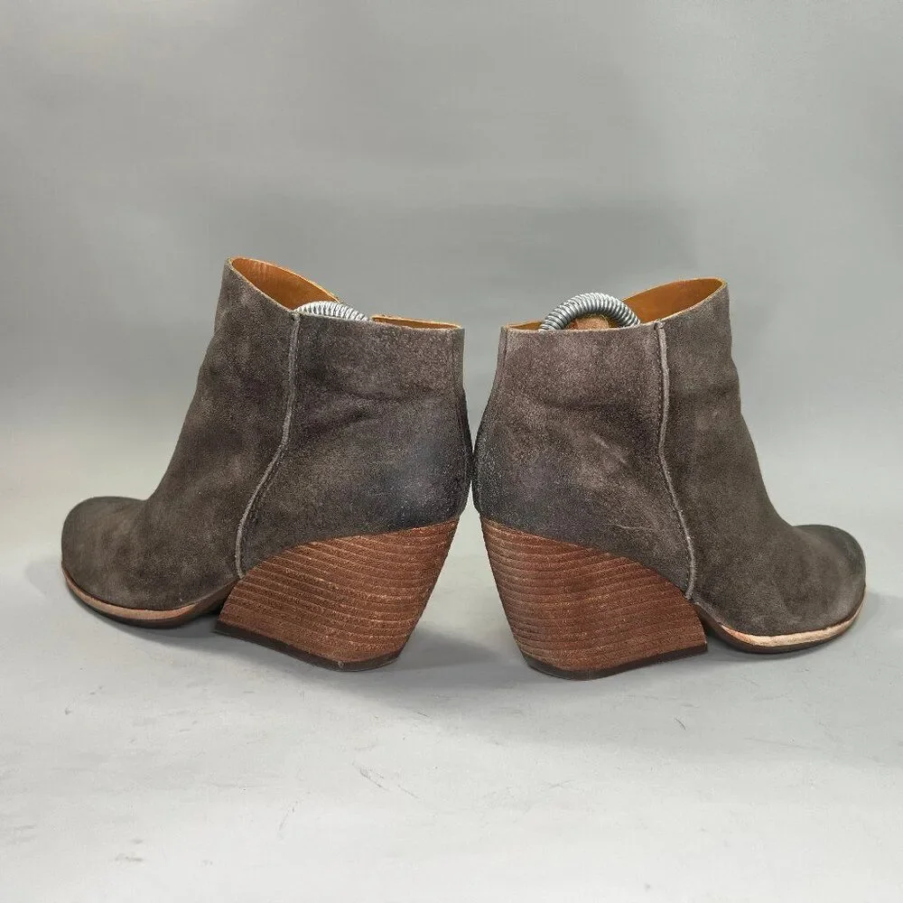 Kork-Ease Natalya Ankle Booties Women's 8 Taupe Suede Leather Wedge Ankle‎ Boots